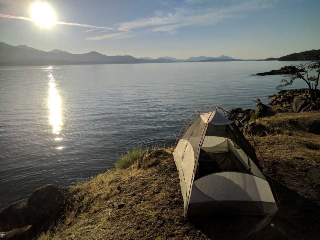 tent camping by beach