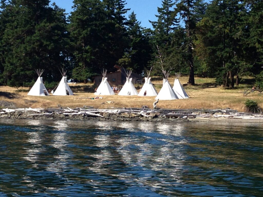 image of camping teepees