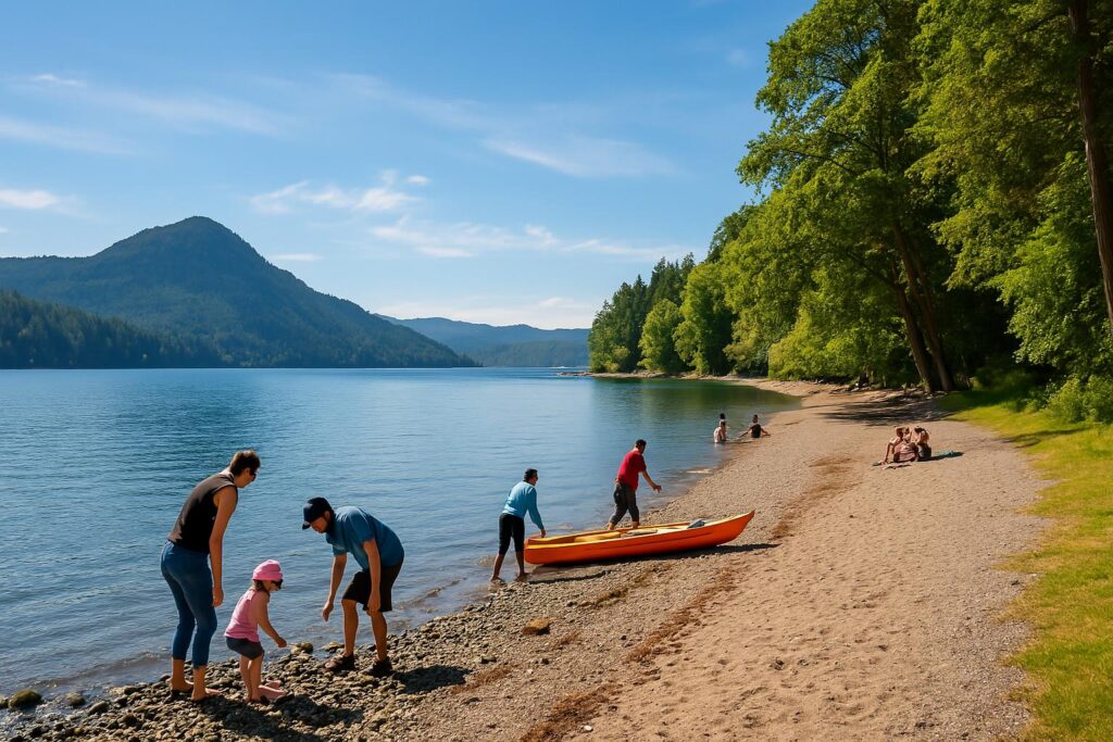 image of people on maple bay beach