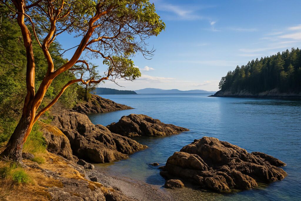 image of the coastline on pender island