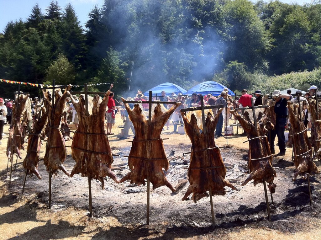 preparing for the lamb roast