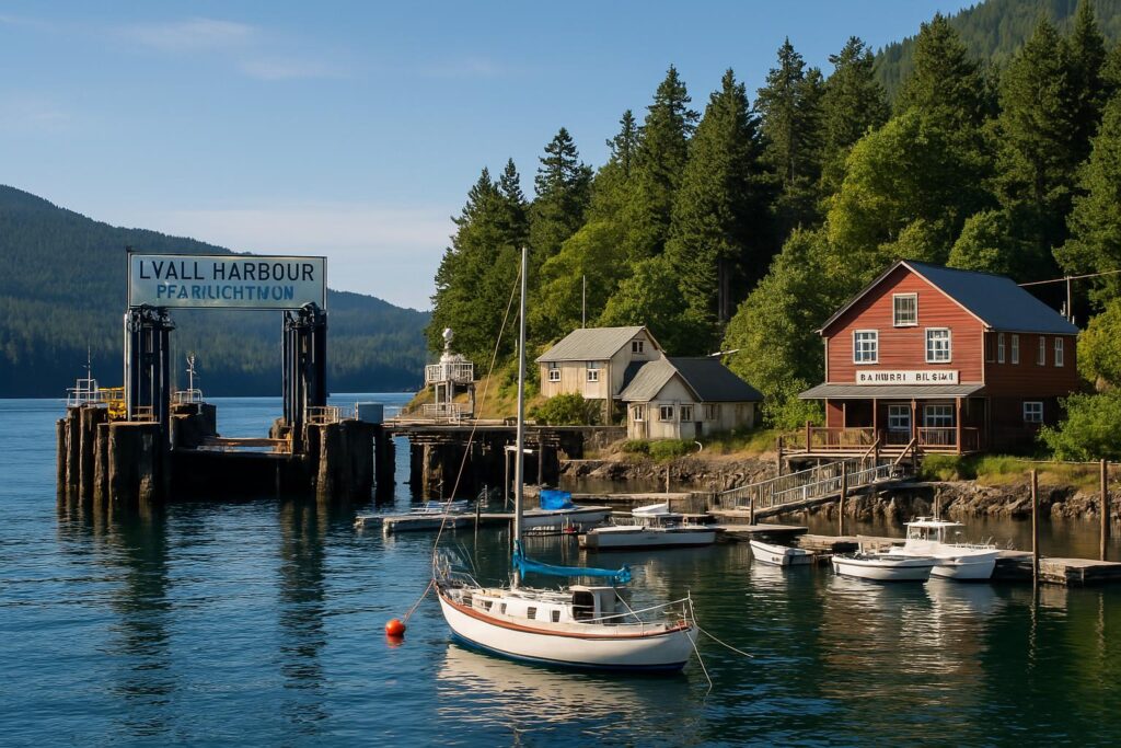 saturna lyal harbour with boats