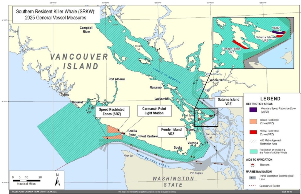 Orca map Transport Canada rules