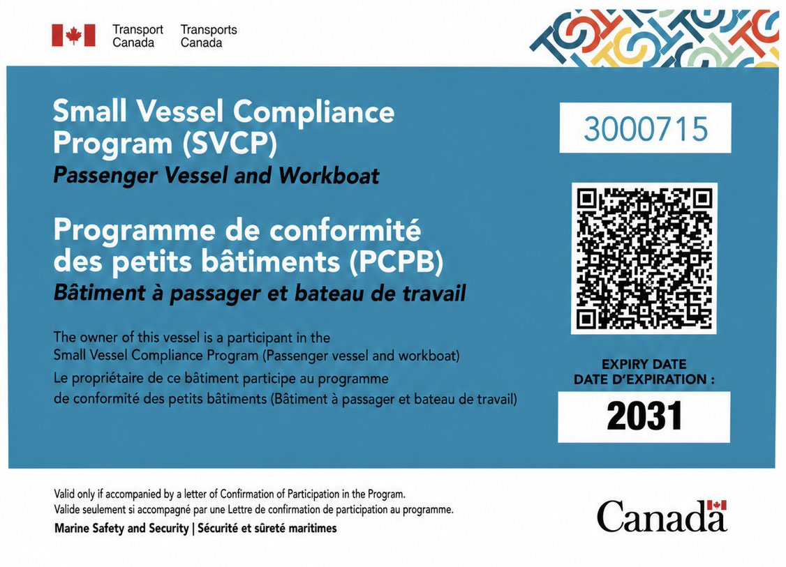 Transport Canada Safety Program Certificate